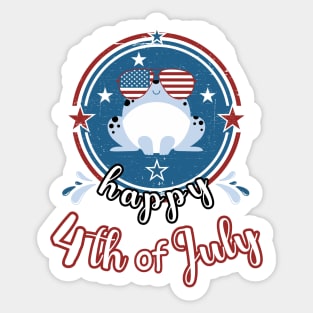 Retro Happy 4Th of July Cute Patriot Frog Sticker